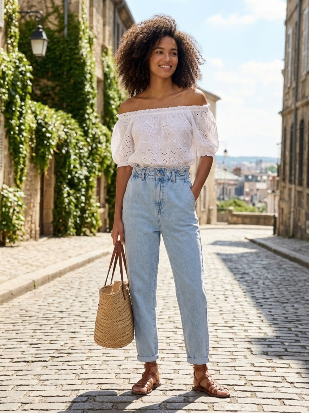 Zara / Light Blue High-Rise Paperbag Jeans - Sz. 10